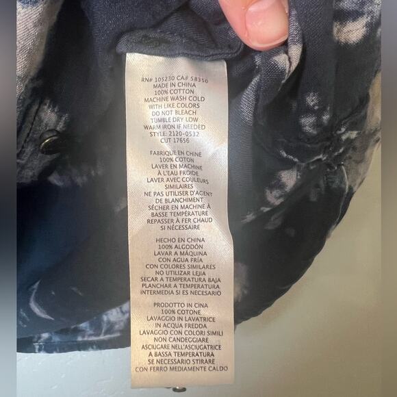 Current/Elliott Women's Chambray Tie-Dye Long Sleeve Shirt Size 1 - Picture 3 of 4